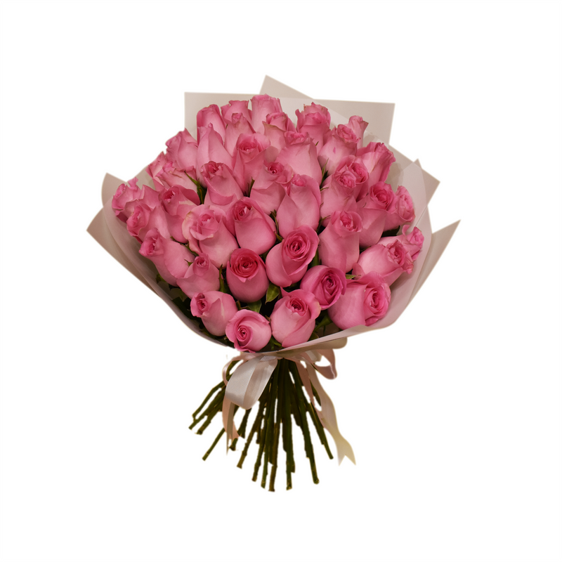 Online Flowers Delivery in Dubai I Pink Love Roses wrapped in white ...
